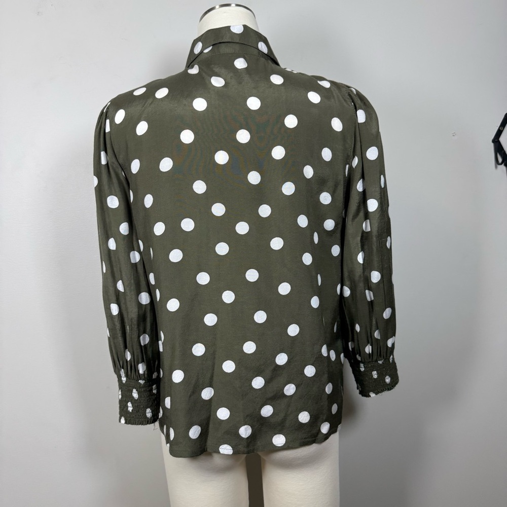 Kaffe Olive Polka Dot Blouse Size 36 Small -Medium - Picture 5 of 10